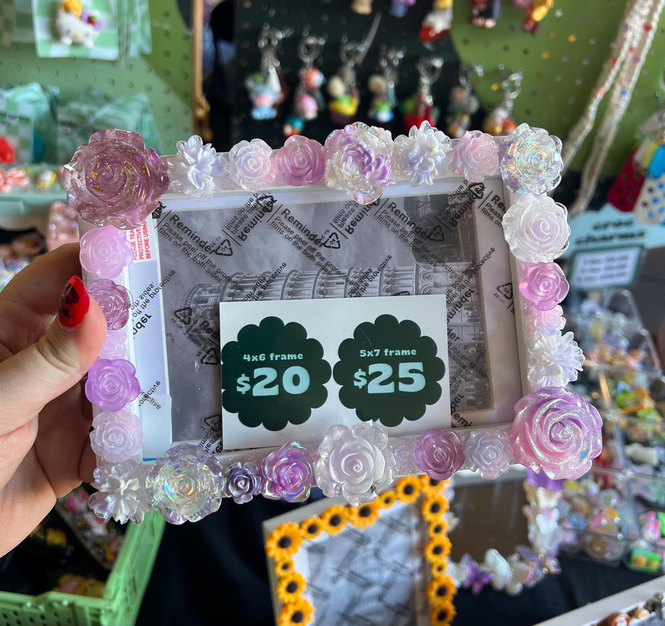 Pastel Floral Picture Frame | Fairycore Decor | Iridescent Roses | Handmade 4x6 Frame