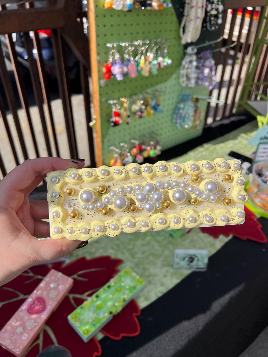 Golden Pearl Case | Pencil, Makeup, or Brush Holder | Handmade Yellow Resin Case