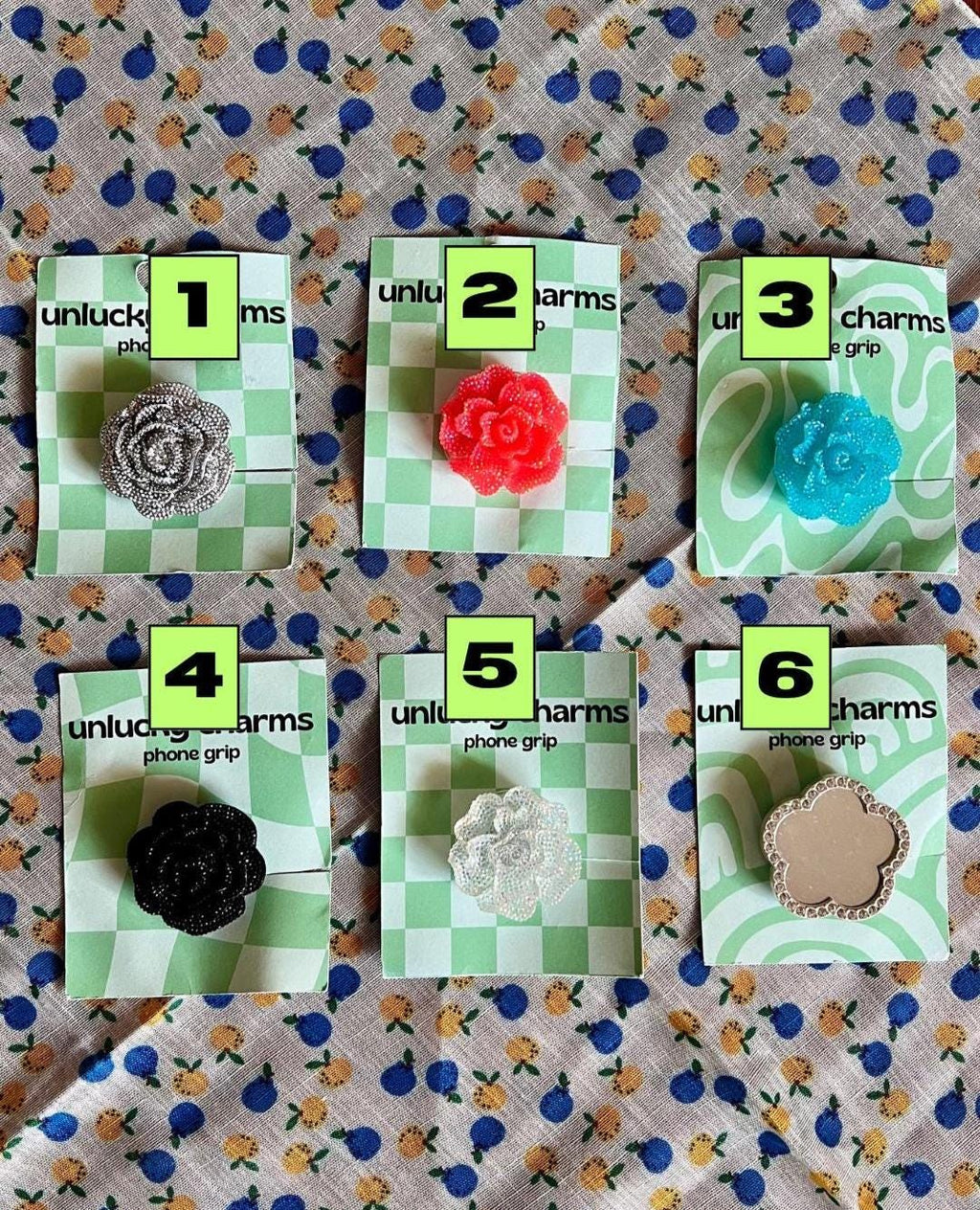 rhinestone flower phone grips / phone accessories / rose rhinestones