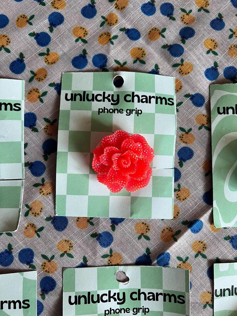 rhinestone flower phone grips / phone accessories / rose rhinestones