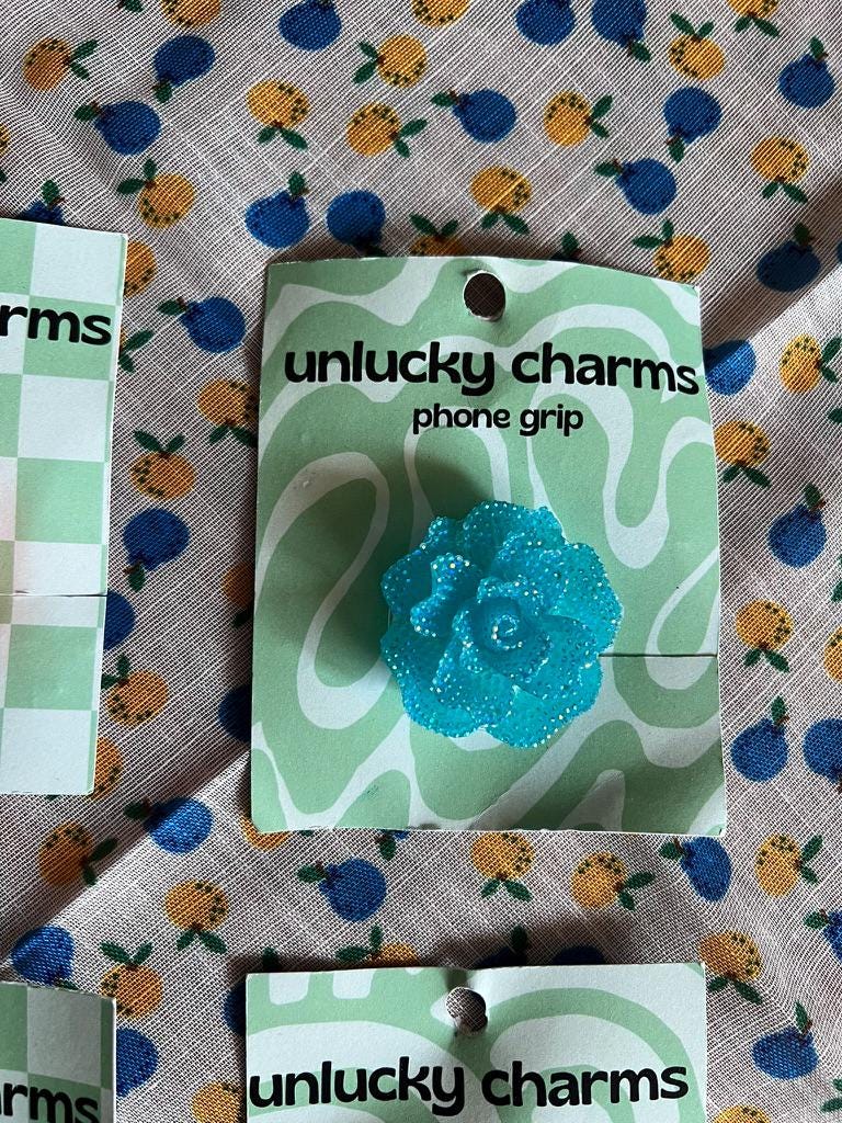 rhinestone flower phone grips / phone accessories / rose rhinestones