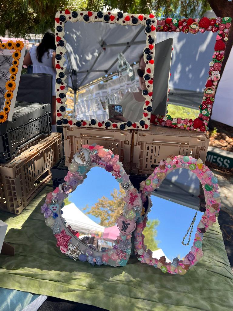 Custom Deco Mirror: Glitter Charms, Kawaii Junk Style