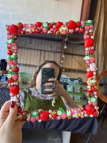 Custom Deco Mirror: Glitter Charms, Kawaii Junk Style