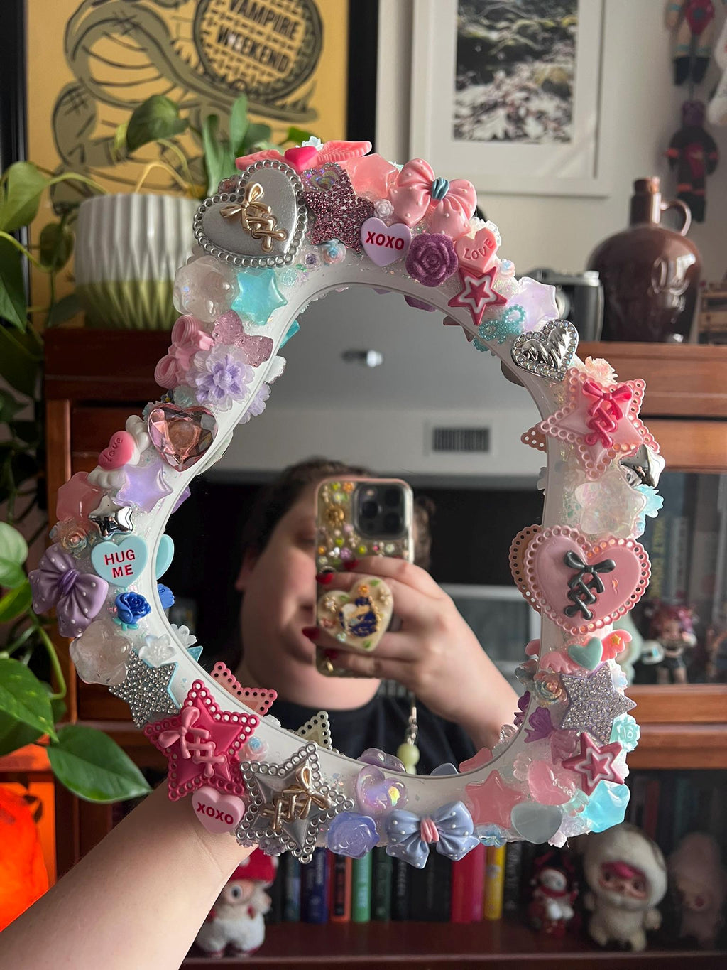 Custom Deco Mirror: Glitter Charms, Kawaii Junk Style