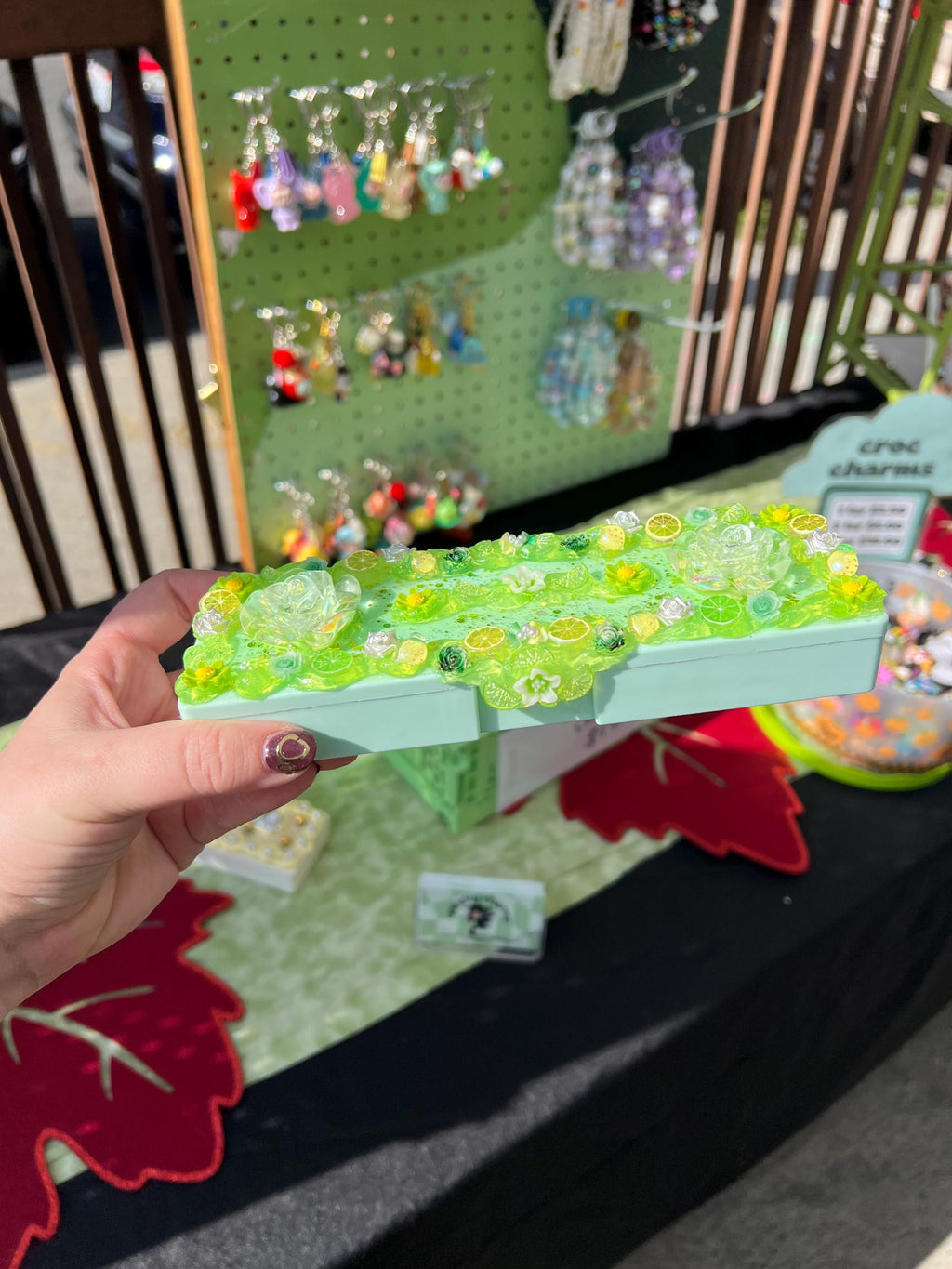 Citrus Pop Case | Pencil, Makeup, or Brush Holder | Handmade Green Resin Case