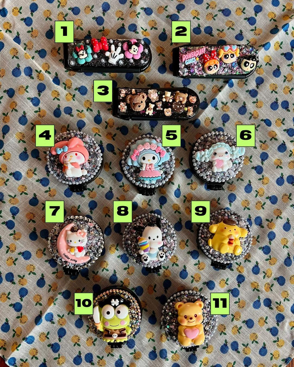 Sanrio, Powerpuff Girls, Butter Bear inspired Compact Mirror & Brush Combo - Great Stocking Stuffer!