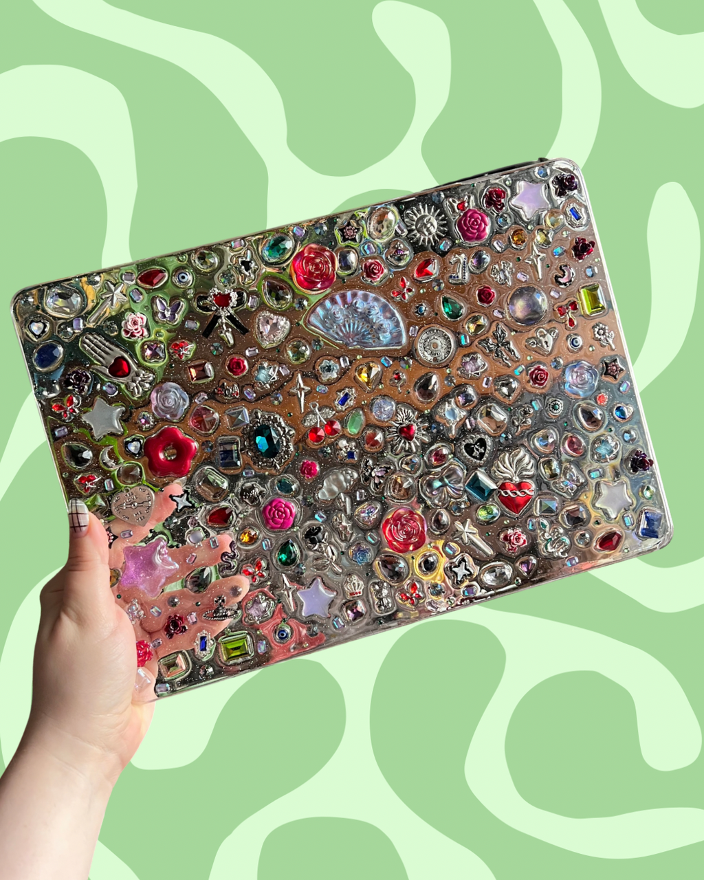 Custom Resin Laptop Case: Glitter Charms, Kawaii Junk Style